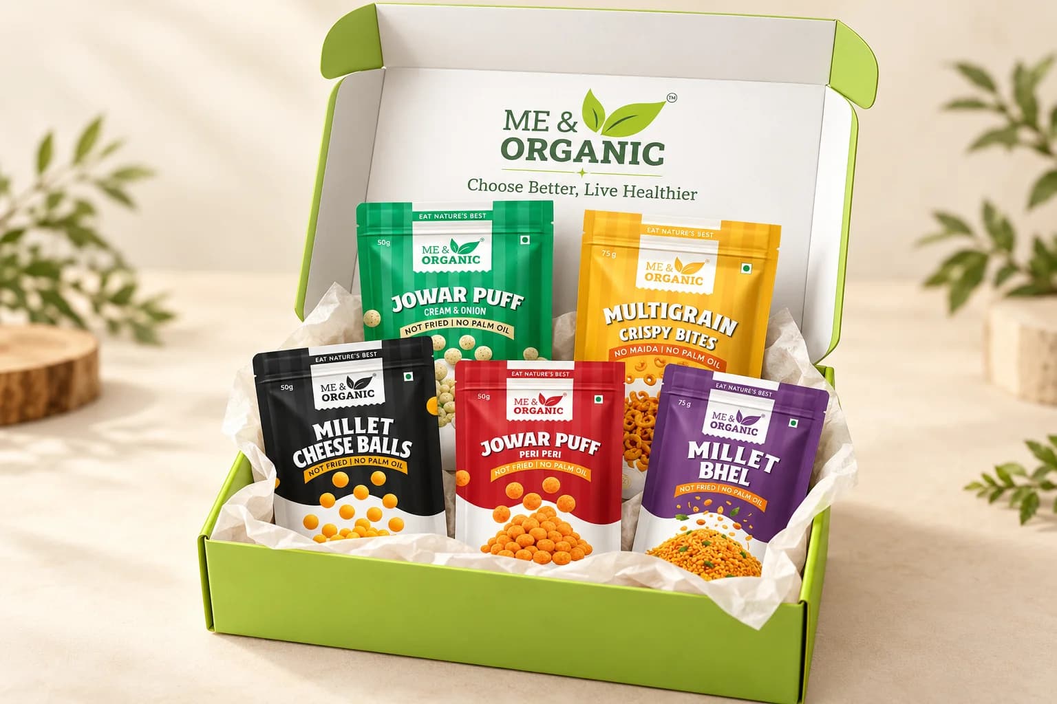 The Thoughtful Box with genuine Me & Organic snack packets